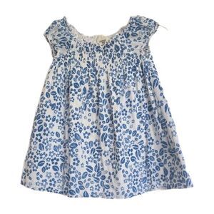Osh Kosh B’Gosh Blue White Floral Flower Print Short Sleeve Sun Dress 24 Months